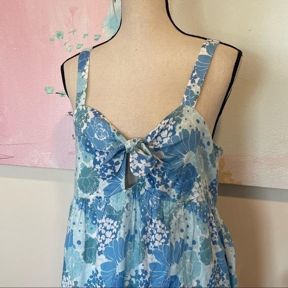 Rails Women SERAFINA AZURE WALLFLOWER Floral Midi Linen Dress Blue NWT Sz Large - Picture 3 of 10
